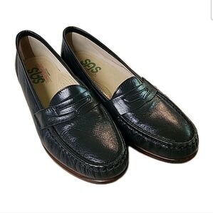 SAS Tripad Women 9.5 Blue Leather Slip On Arch Support Penny Loafer Comfort Shoe